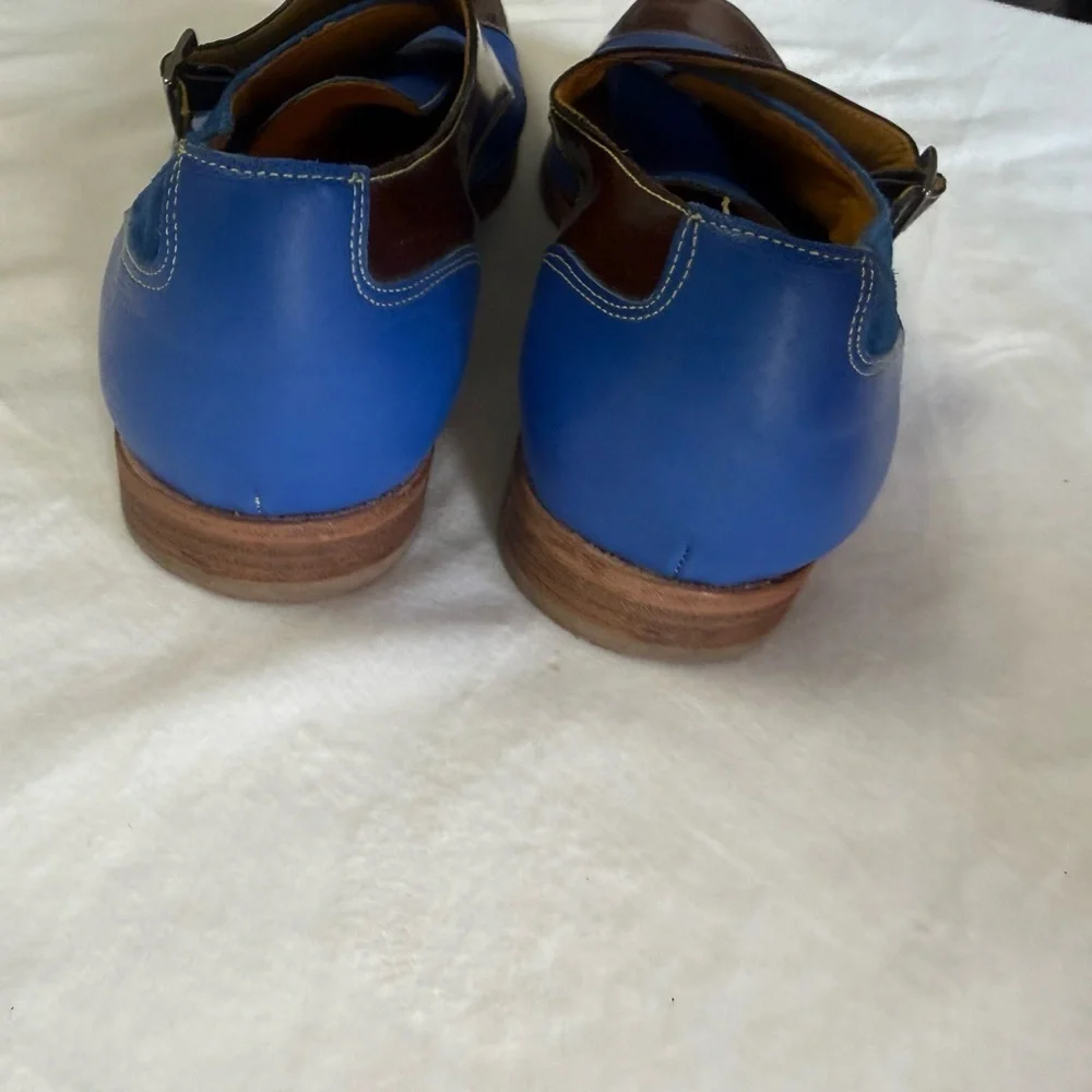 Undandy Custom Double Monk Strap Shoes - Blue & Brown Leather/Suede - EU 43